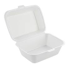 Microwavable White Plastic Hinged Lid 1 Comp CX 6X6 - 500/CS