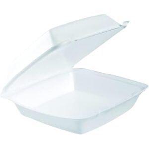 Microwavable White Plastic Hinged Lid 1 Comp CX 8001 - 8x8 - 150/CS